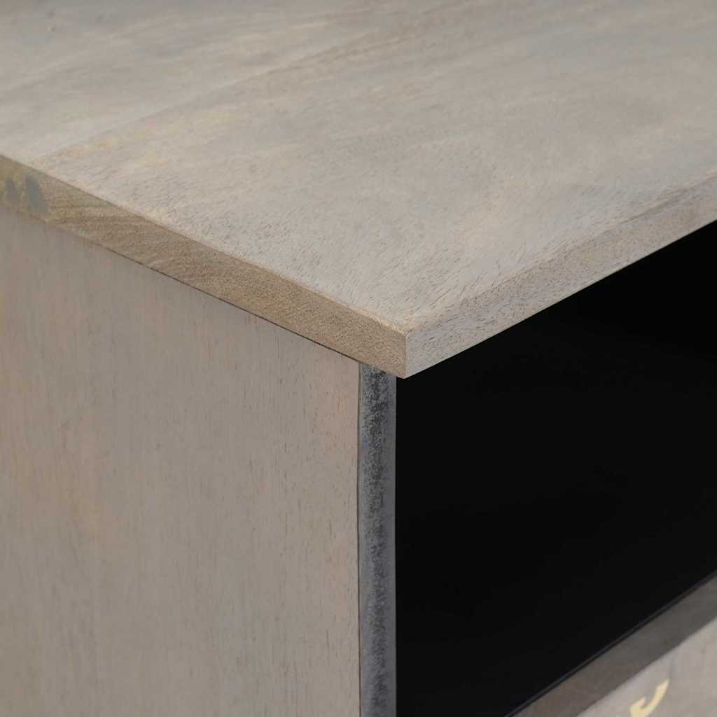 vidaXL TV Cabinet with Drawer Grey 70 x 33 x 46 cm Solid Mango Wood 6