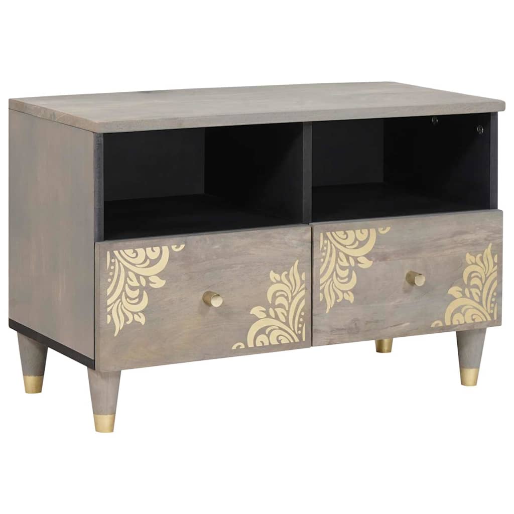 vidaXL TV Cabinet with Drawer Grey 70 x 33 x 46 cm Solid Mango Wood 1