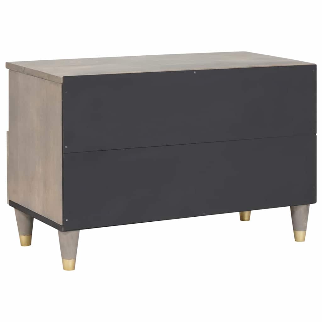 vidaXL TV Cabinet with Drawer Grey 70 x 33 x 46 cm Solid Mango Wood 5