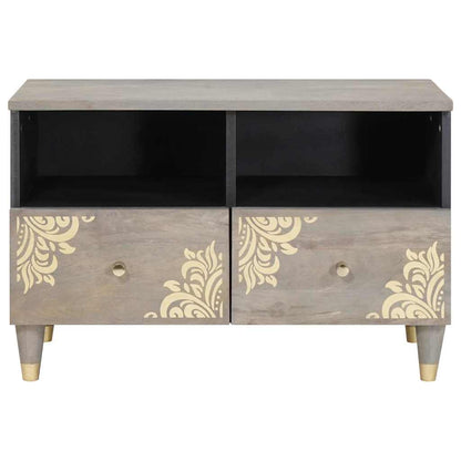 vidaXL TV Cabinet with Drawer Grey 70 x 33 x 46 cm Solid Mango Wood 3