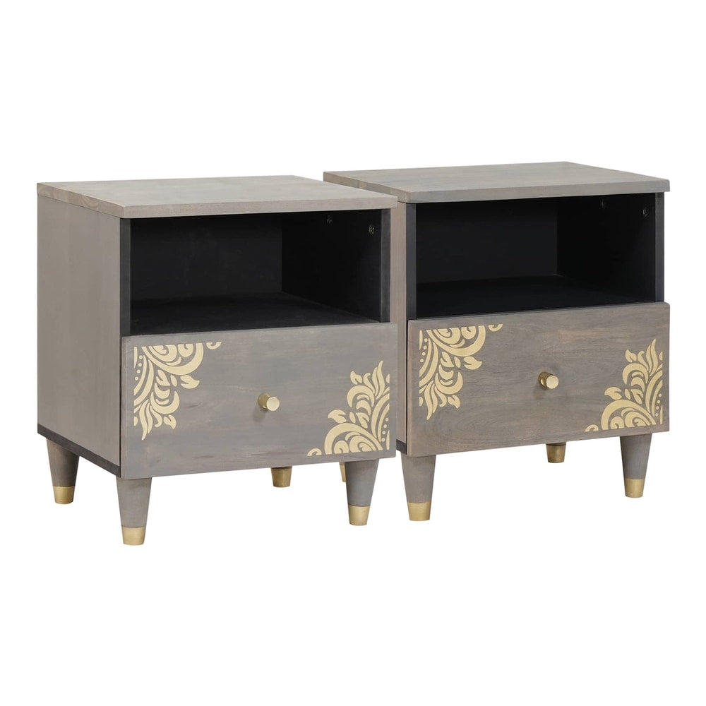 Bedside Cabinet 40 x 33 x 46 cm Solid Mango Wood Grey 2
