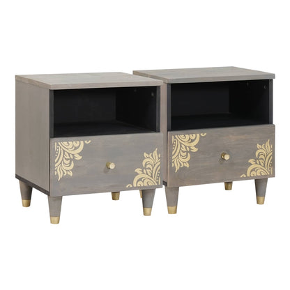 Bedside Cabinet 40 x 33 x 46 cm Solid Mango Wood Grey 2