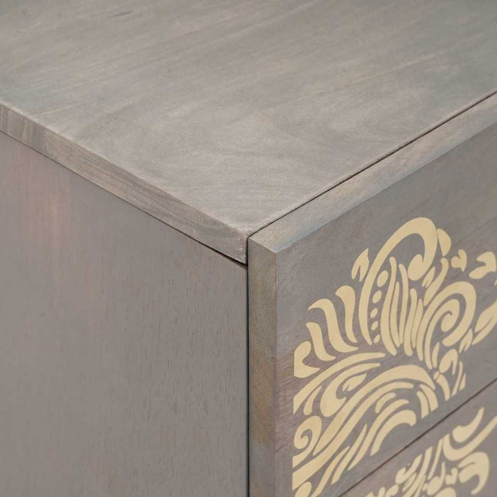 vidaXL Bedside Cabinet with Door Grey 50 x 33 x 60 cm Solid Mango Wood 6