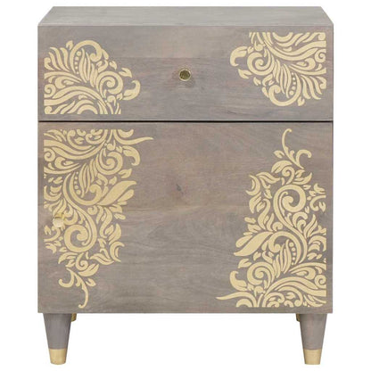 vidaXL Bedside Cabinet with Door Grey 50 x 33 x 60 cm Solid Mango Wood 3