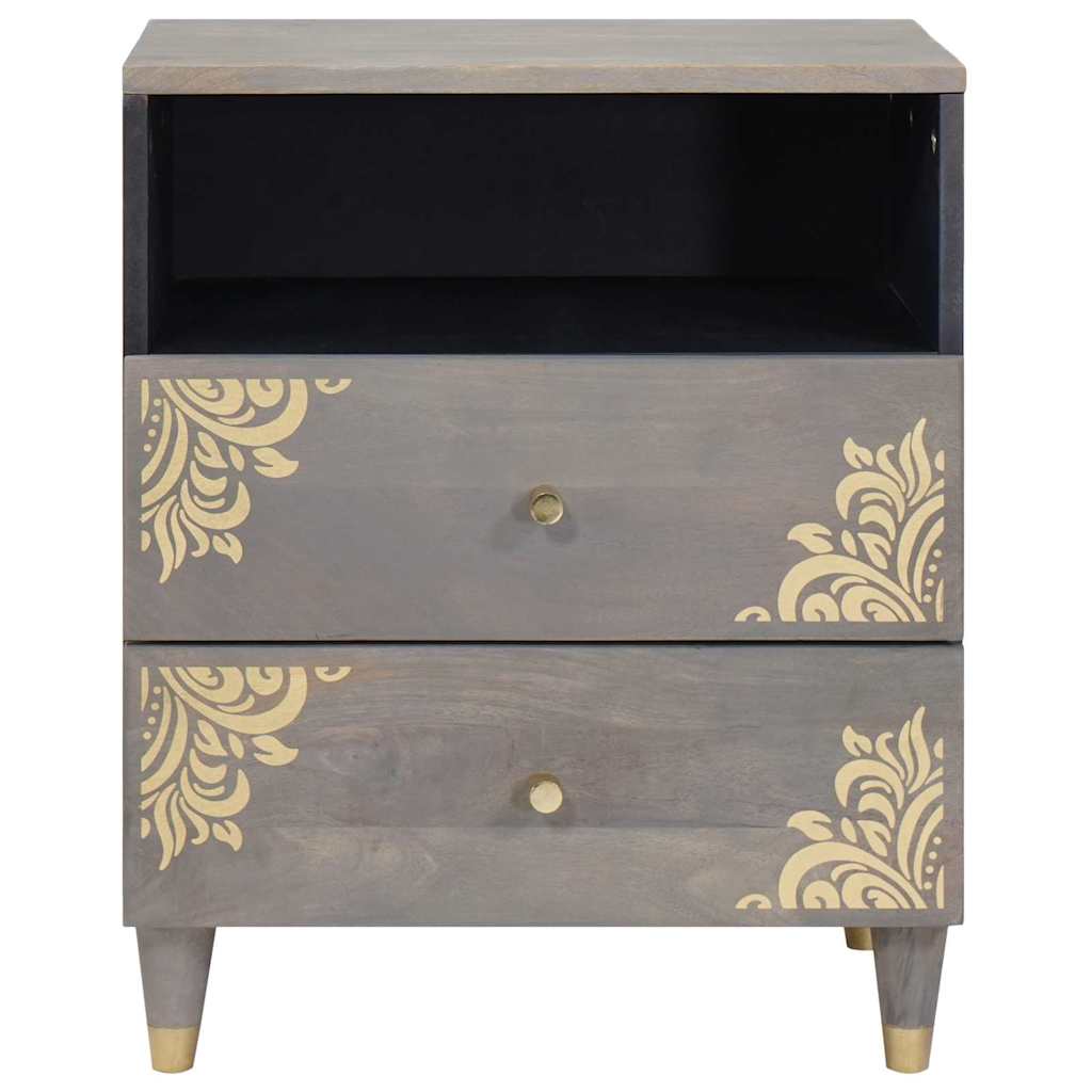 vidaXL Bedside Cabinet Grey 50 x 33 x 62 cm Solid Mango Wood 3