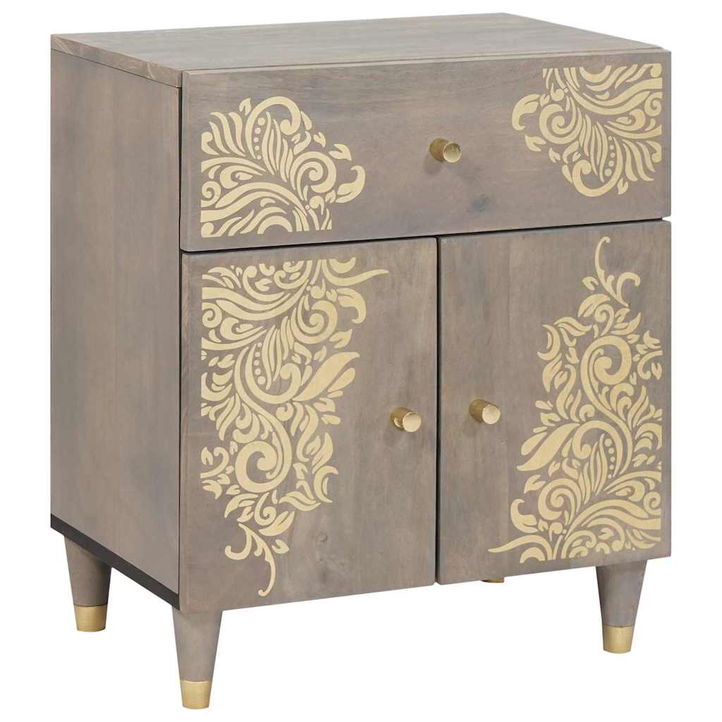 vidaXL Bedside Cabinet with Door Grey 50 x 33 x 60 cm Solid Mango Wood 1