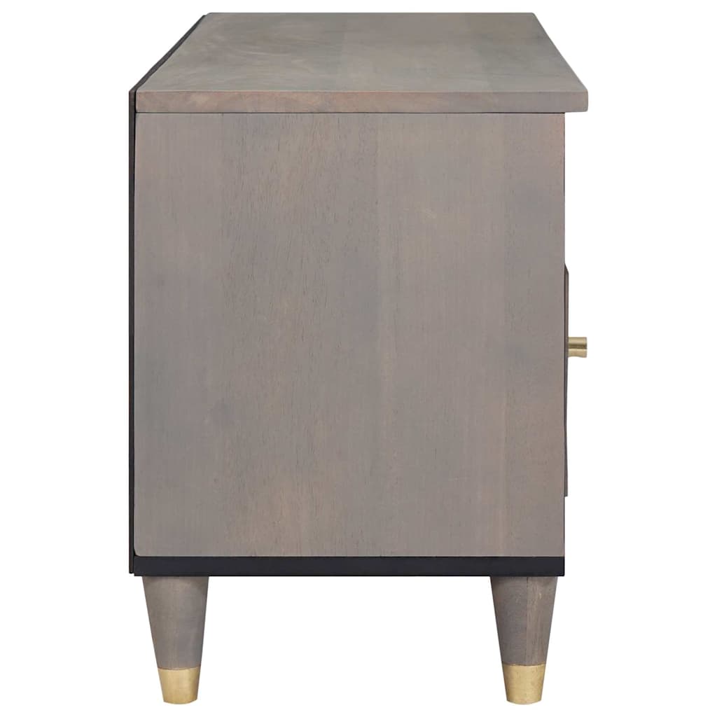 vidaXL TV Cabinet with Drawer Grey 100 x 33 x 46 cm Solid Mango Wood 4