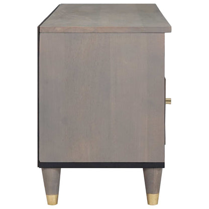 vidaXL TV Cabinet with Drawer Grey 100 x 33 x 46 cm Solid Mango Wood 4