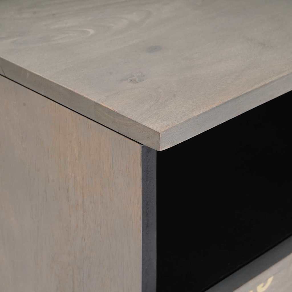 vidaXL TV Cabinet with Drawer Grey 80 x 33 x 46 cm Solid Mango Wood 6
