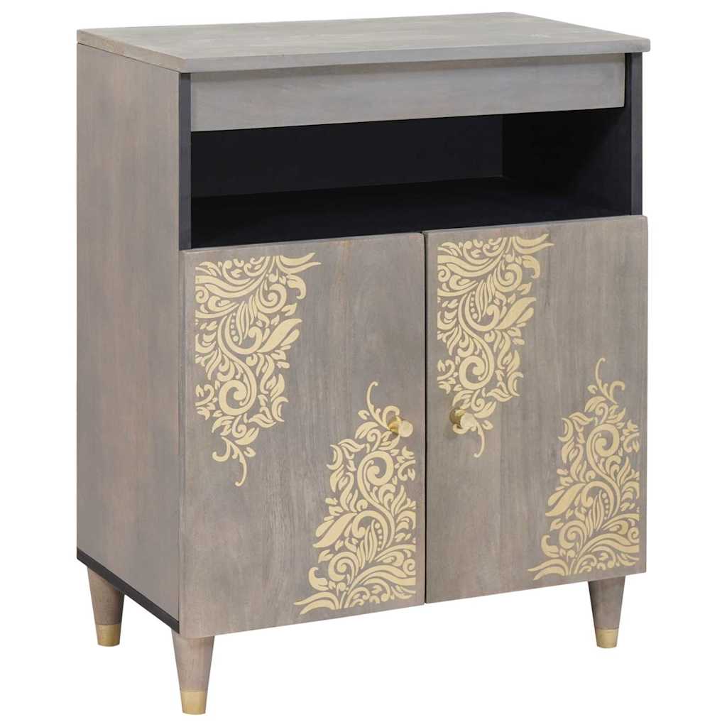 vidaXL Sideboard Grey and Gold 60 x 33 x 75 cm Solid Mango Wood 1