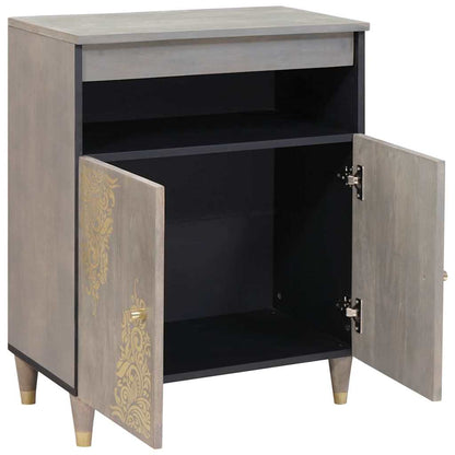 vidaXL Sideboard Grey and Gold 60 x 33 x 75 cm Solid Mango Wood 2