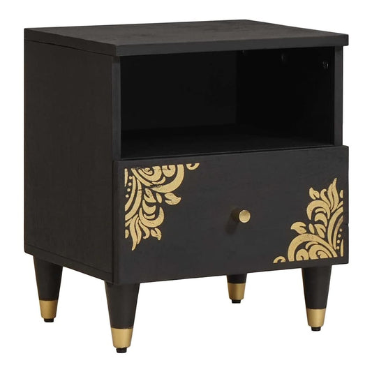 Bedside Cabinet 40 x 33 x 46 cm Solid Mango Wood Black 1