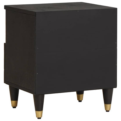 vidaXL Bedside Cabinet Black 40 x 33 x 46 cm Solid Mango Wood 5