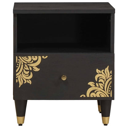 vidaXL Bedside Cabinet Black 40 x 33 x 46 cm Solid Mango Wood 3