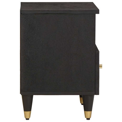 vidaXL Bedside Cabinet Black 40 x 33 x 46 cm Solid Mango Wood 4