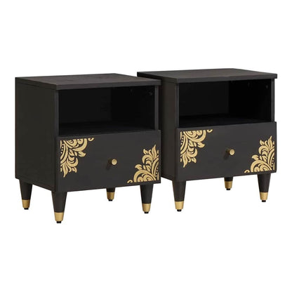 Bedside Cabinet 40 x 33 x 46 cm Solid Mango Wood Black 2