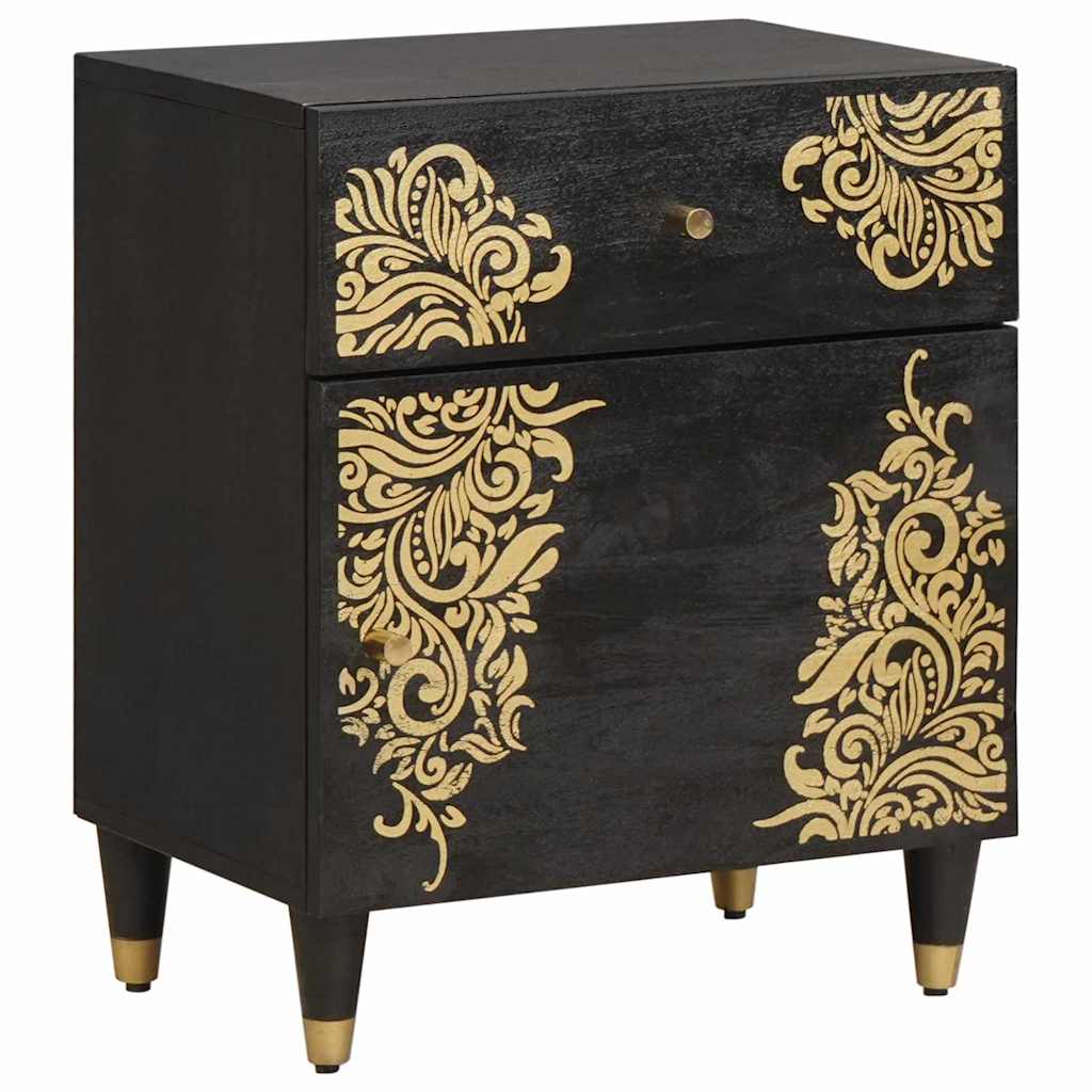 vidaXL Bedside Cabinet with Door with Drawer Black 50 x 33 x 60 cm 1