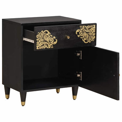 vidaXL Bedside Cabinet with Door with Drawer Black 50 x 33 x 60 cm 2