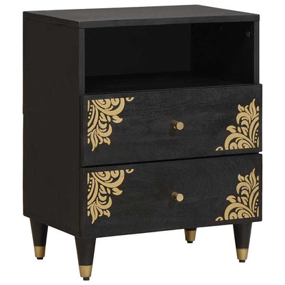 vidaXL Bedside Cabinet Black 50 x 33 x 62 cm Solid Mango Wood 1