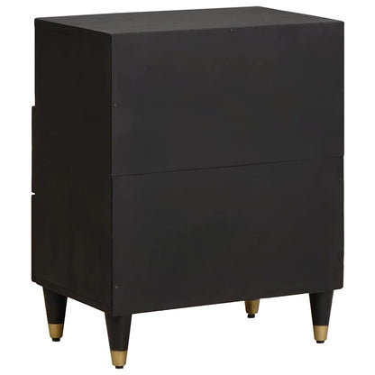 vidaXL Bedside Cabinet Black 50 x 33 x 62 cm Solid Mango Wood 5