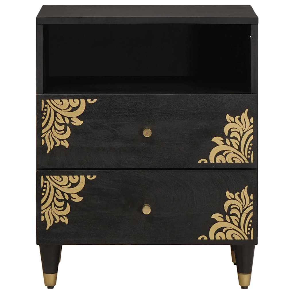 vidaXL Bedside Cabinet Black 50 x 33 x 62 cm Solid Mango Wood 3
