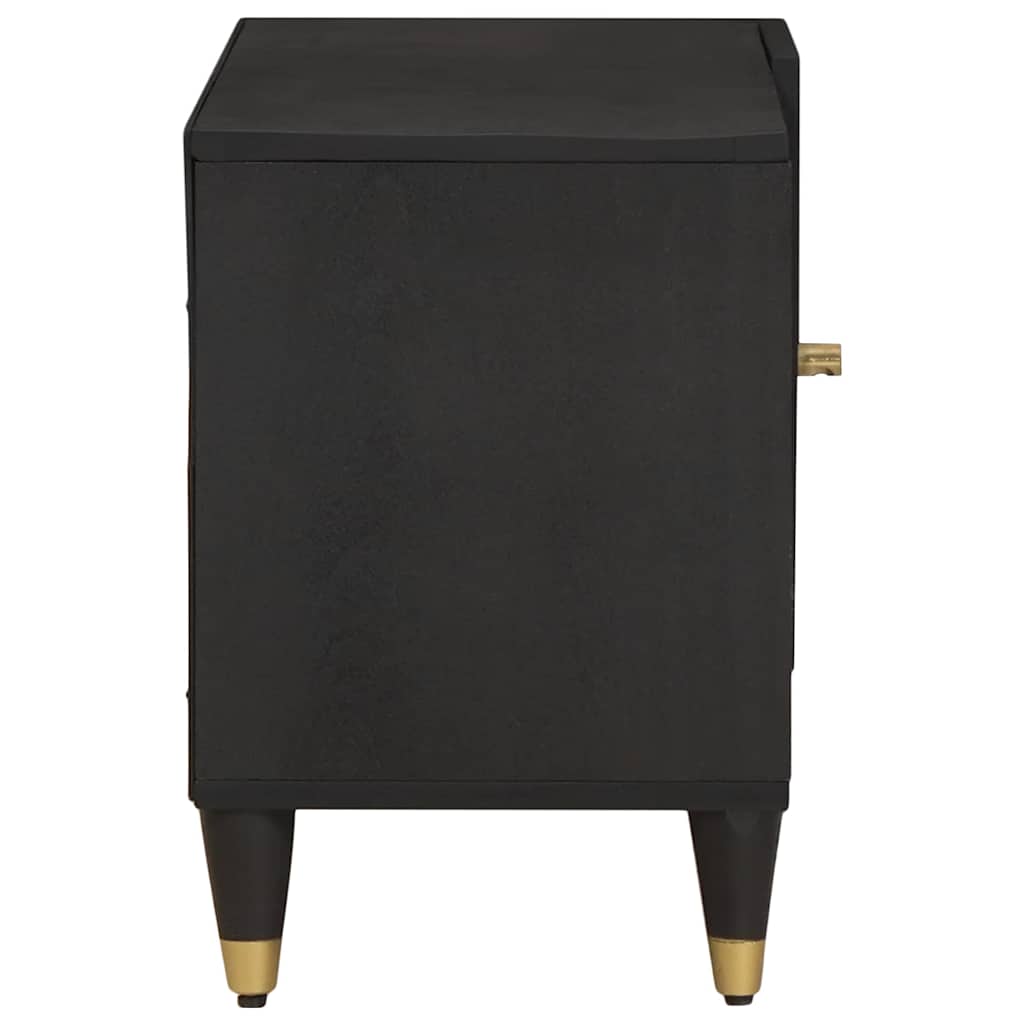 vidaXL TV Cabinet Black 80 x 33 x 46 cm Solid Mango Wood 4