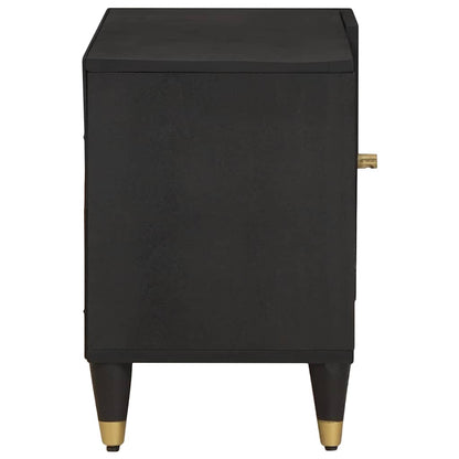 vidaXL TV Cabinet Black 80 x 33 x 46 cm Solid Mango Wood 4