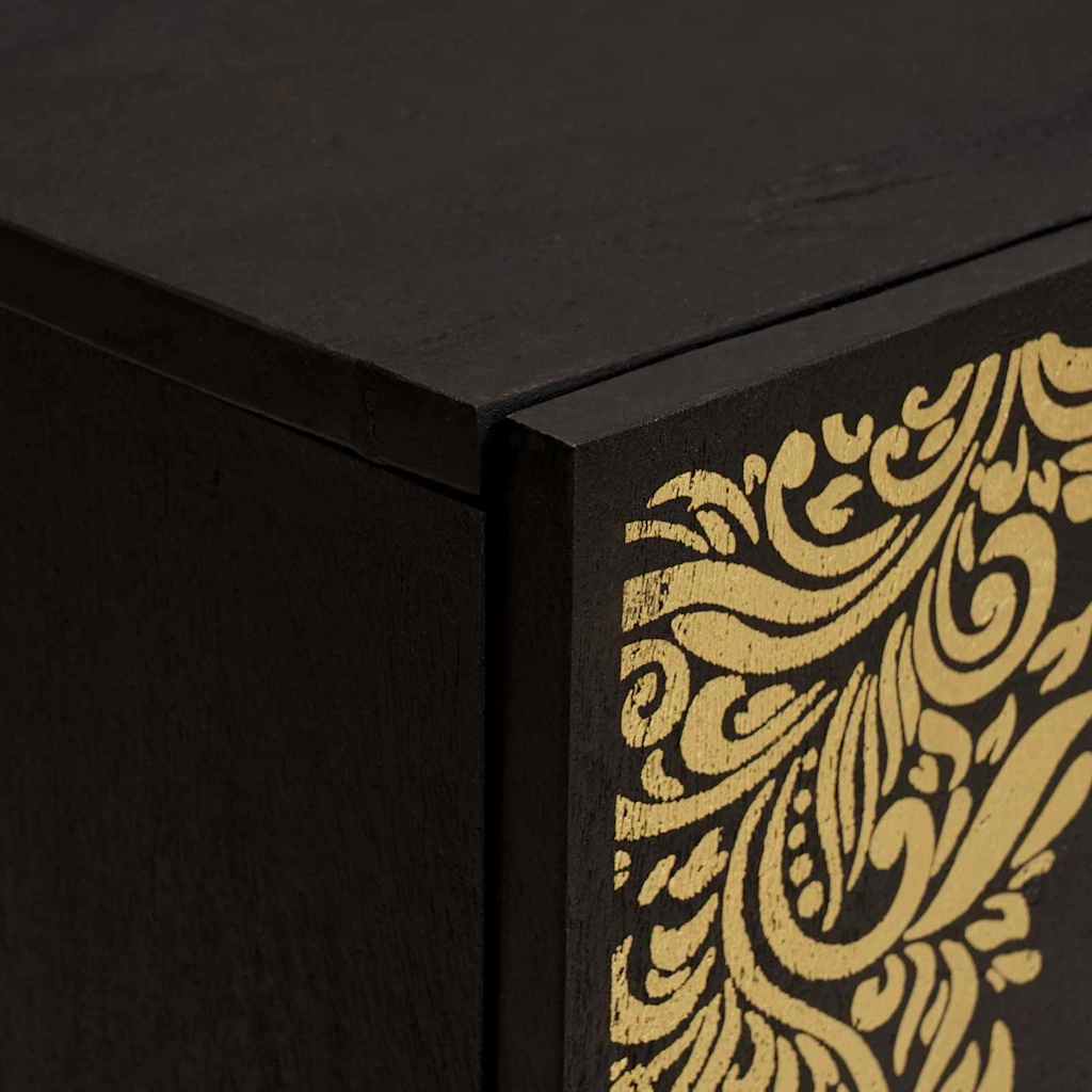 vidaXL Wall Cabinet Black 38 x 33 x 48 cm Solid Mango Wood 5