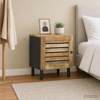 vidaXL Bedside Table Natural 40 x 33 x 46 cm Solid Mango Wood 1
