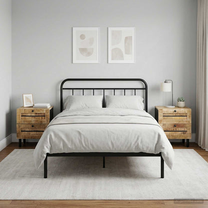 Bedside Table Natural 40 x 33 x 46 cm Solid Mango Wood 2