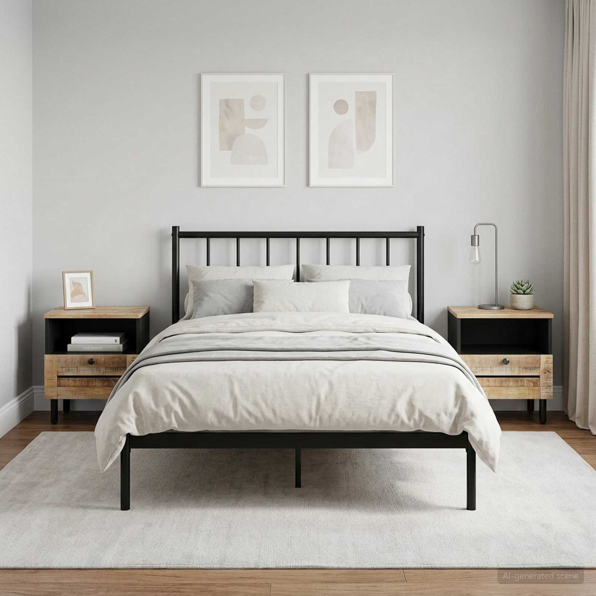 Bedside Table Natural 40 x 33 x 46 cm Solid Mango Wood 2
