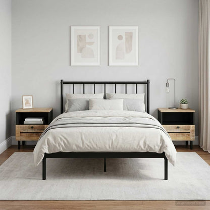 Bedside Table Natural 40 x 33 x 46 cm Solid Mango Wood 2