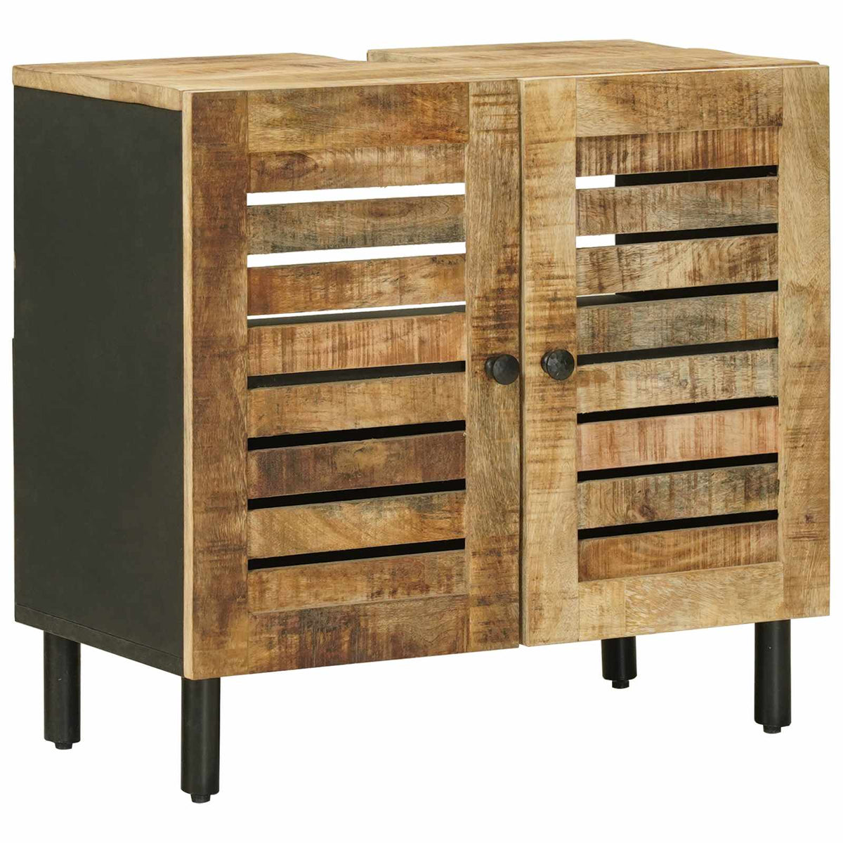 vidaXL Sink cabinet Brown and Black 62 x 33 x 58 cm Solid Mango Wood 2