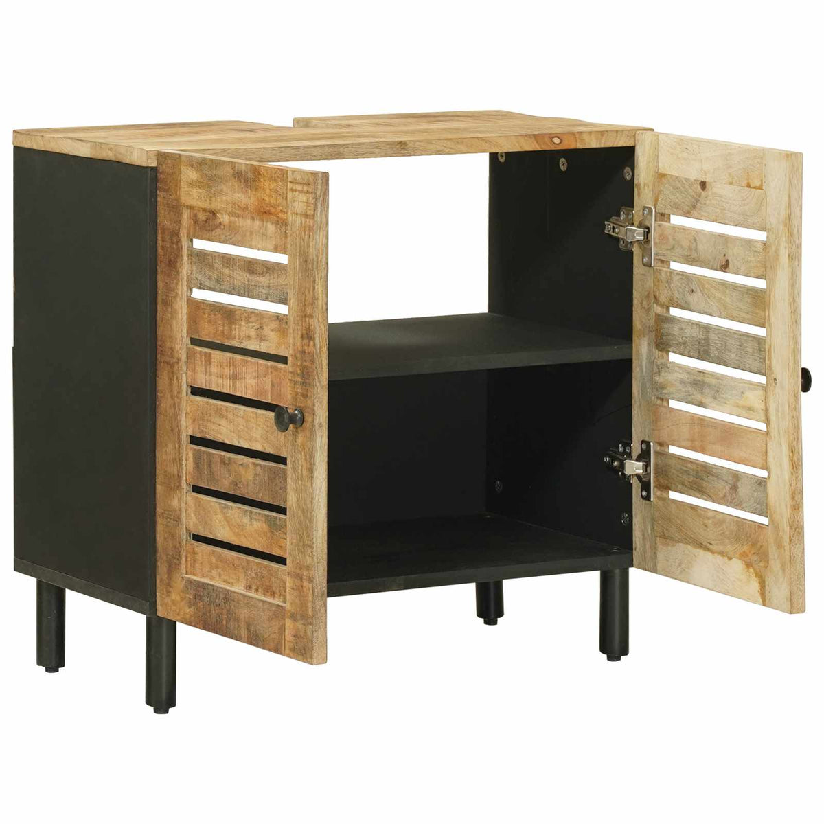vidaXL Sink cabinet Brown and Black 62 x 33 x 58 cm Solid Mango Wood 3