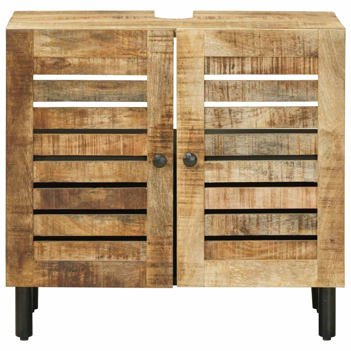 vidaXL Sink cabinet Brown and Black 62 x 33 x 58 cm Solid Mango Wood 4