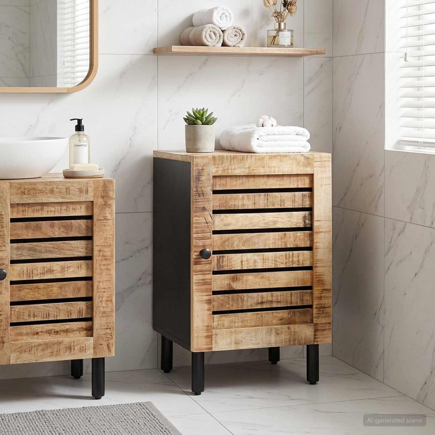 vidaXL Bathroom Cabinet with Storage Brown and Black 38 x 33.5 x 58 cm 1