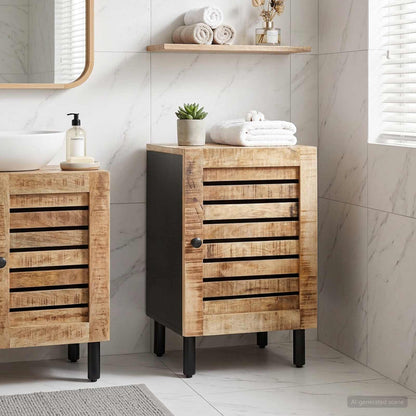 vidaXL Bathroom Cabinet with Storage Brown and Black 38 x 33.5 x 58 cm 1