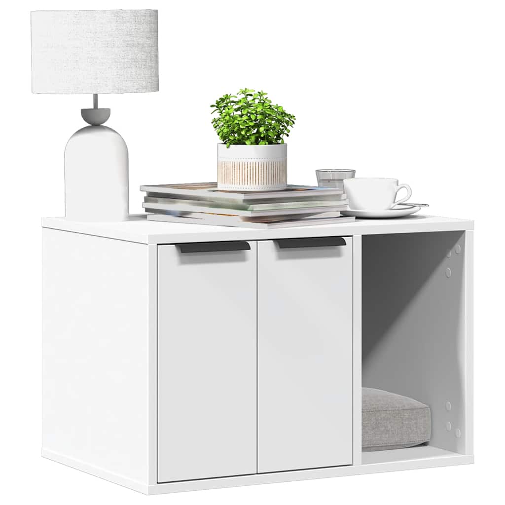 857724 vidaXL Cat Litter Box Enclosure White 60x40x40 cm Engineered Wood 1