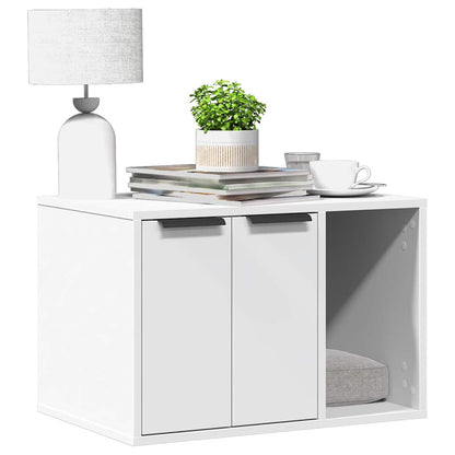 857724 vidaXL Cat Litter Box Enclosure White 60x40x40 cm Engineered Wood 1