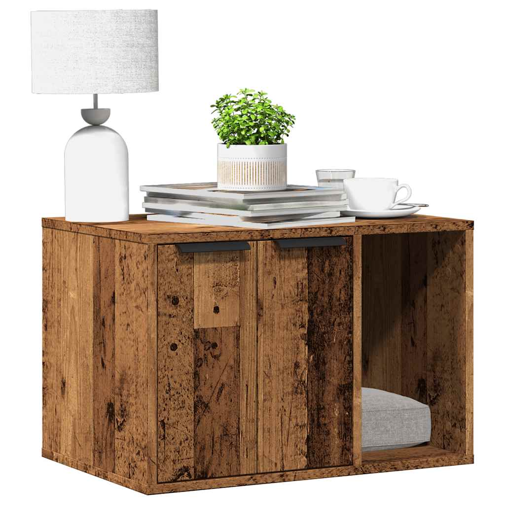 vidaXL Cat Litter Box Enclosure Old Wood 60x40x40 cm Engineered Wood 1