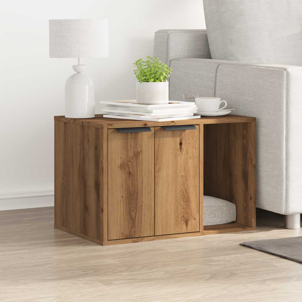 vidaXL Cat Litter Box Enclosure Artisian Oak 60x40x40 cm Engineered Wood 3