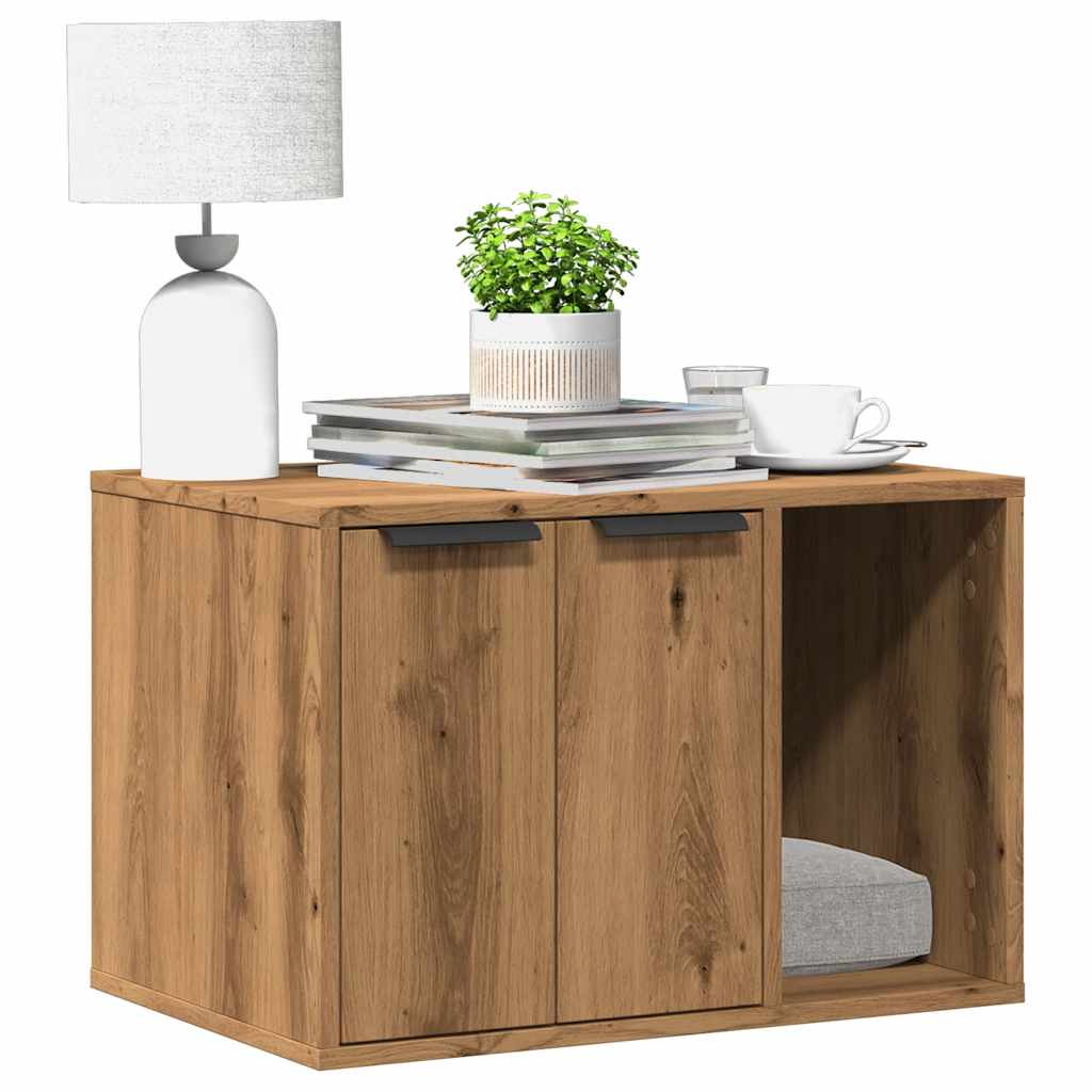vidaXL Cat Litter Box Enclosure Artisian Oak 60x40x40 cm Engineered Wood 1