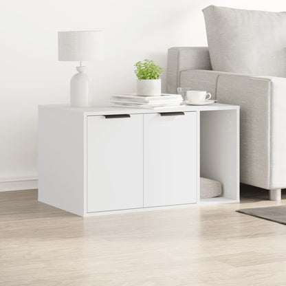 Cat Litter Box Enclosure Engineered Wood Right-side door Height 45 cm White 80 cm 50 cm