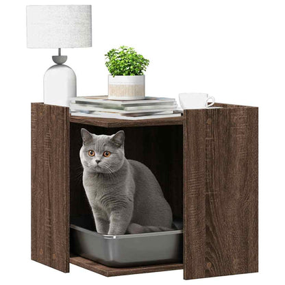 vidaXL Cat Litter Box Enclosure Brown Oak 53 x 53 x 51 cm 3
