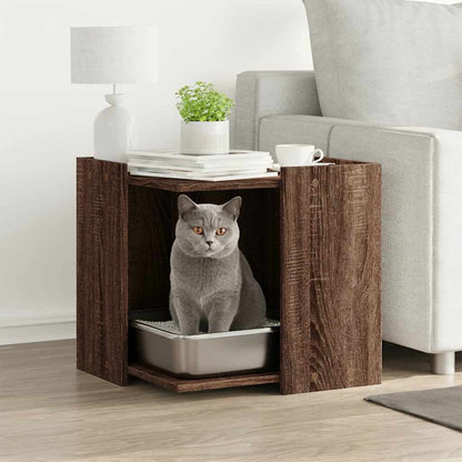 vidaXL Cat Litter Box Enclosure Brown Oak 53 x 53 x 51 cm 1