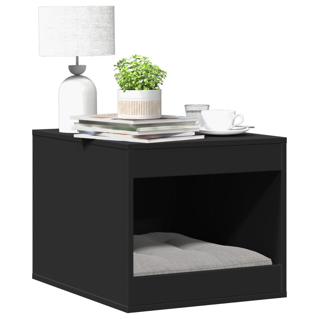 vidaXL Cat Litter Box Enclosure Black 47x59x42 cm Engineered Wood 1