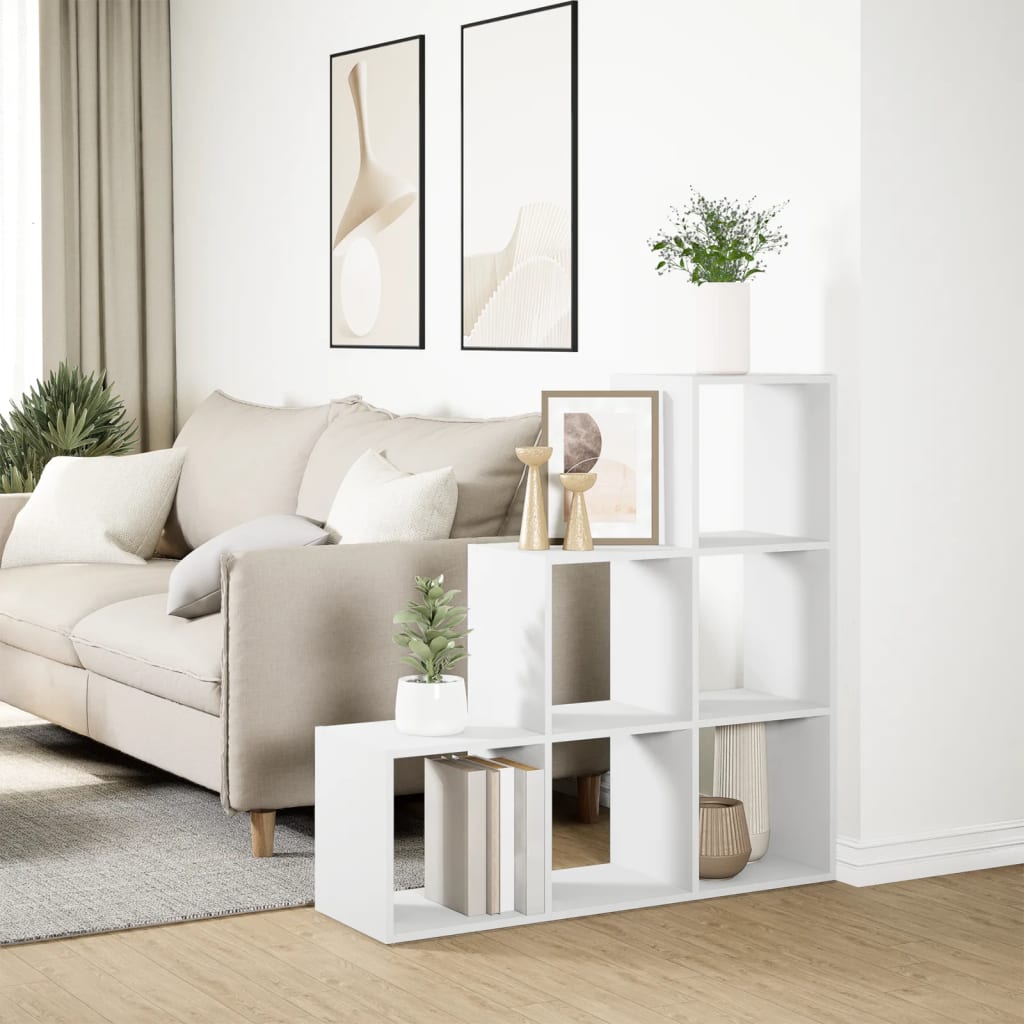 vidaXL Room Divider Bookcase 3-Tier White 99x29x99 cm Engineered Wood 4