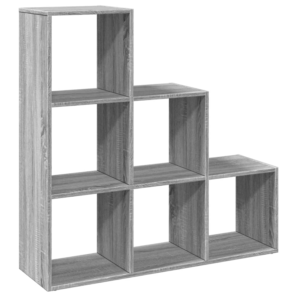 vidaXL Room Divider Bookcase 3-Tier Grey Sonoma 99x29x99 cm Engineered Wood 2