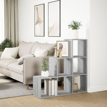vidaXL Room Divider Bookcase 3-Tier Grey Sonoma 99x29x99 cm Engineered Wood 4