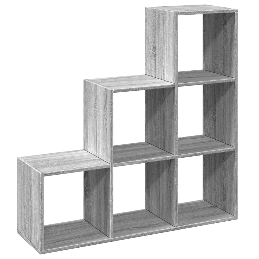 vidaXL Room Divider Bookcase 3-Tier Grey Sonoma 99x29x99 cm Engineered Wood 6